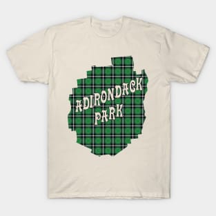 Green Plaid Adirondack Park Text T-Shirt